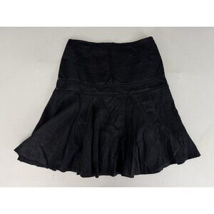 LAUREN Ralph Lauren Black Linen Skirt Cutout Detail Sz 8